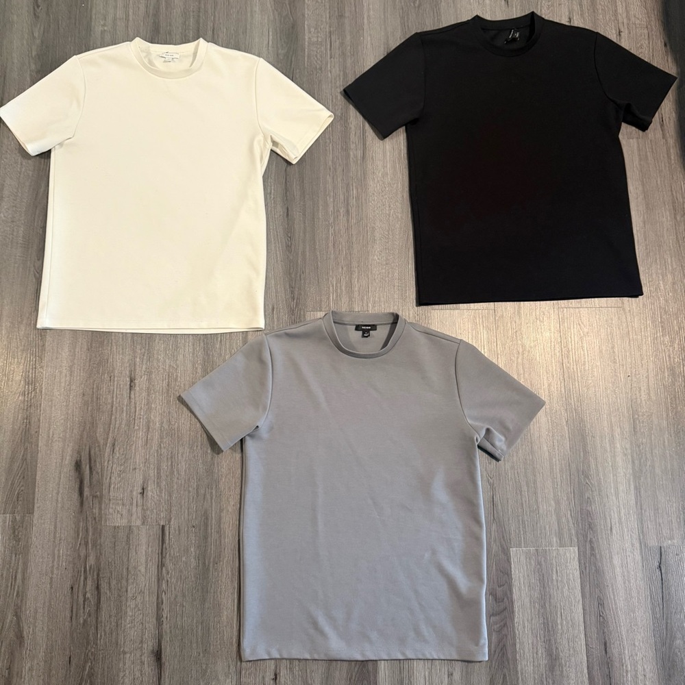 Reiss Short Sleeve Tee Trio in White, Black and Gray